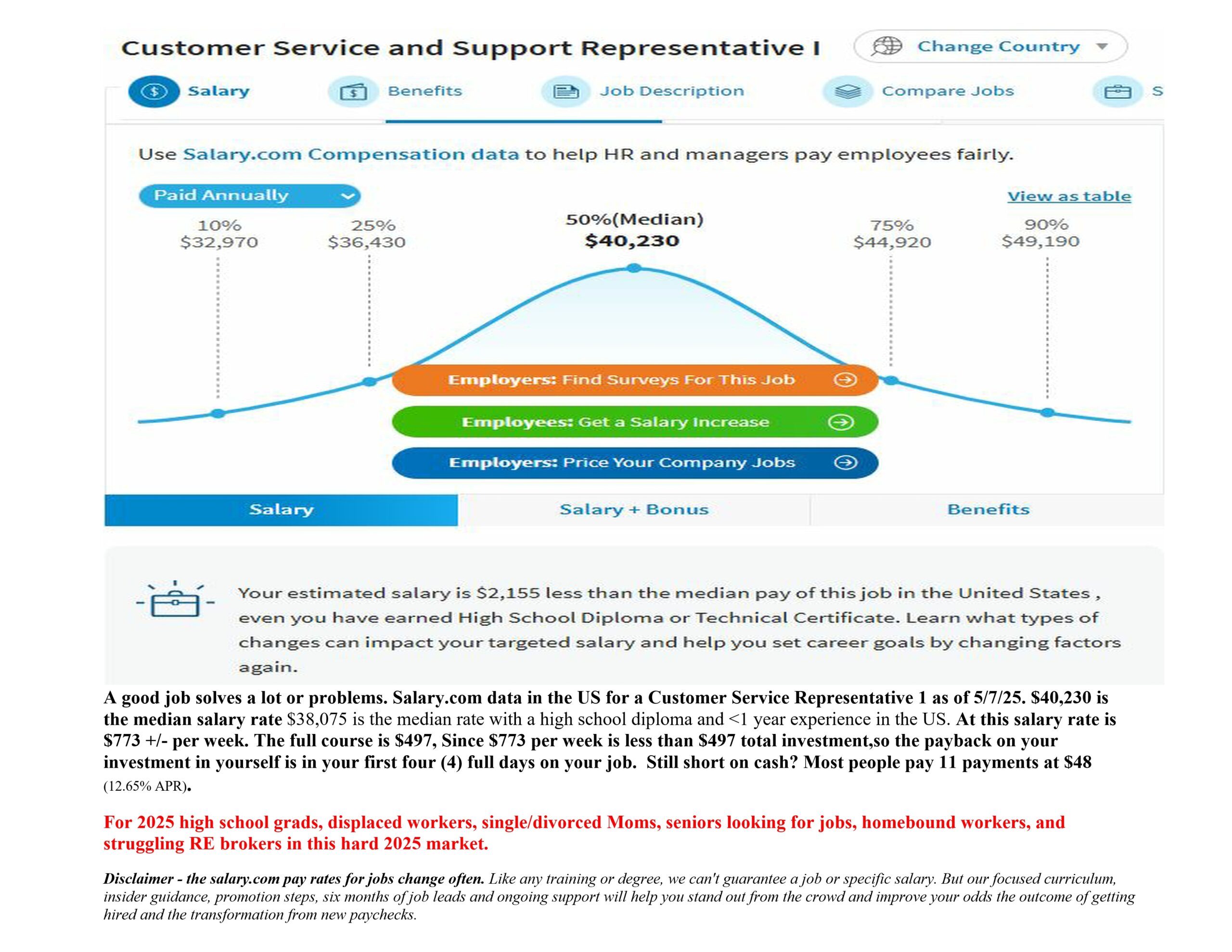 CSR Salary chart as of 050725 Customer service agent median salary as of 5/7/25